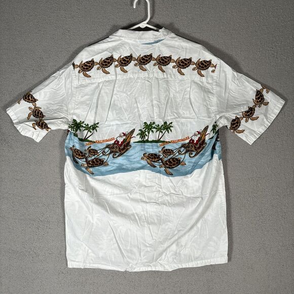Pacific Legend Hawaiian Shirt Santa Sea Turtle Print Men’s Size XL White - Picture 9 of 11
